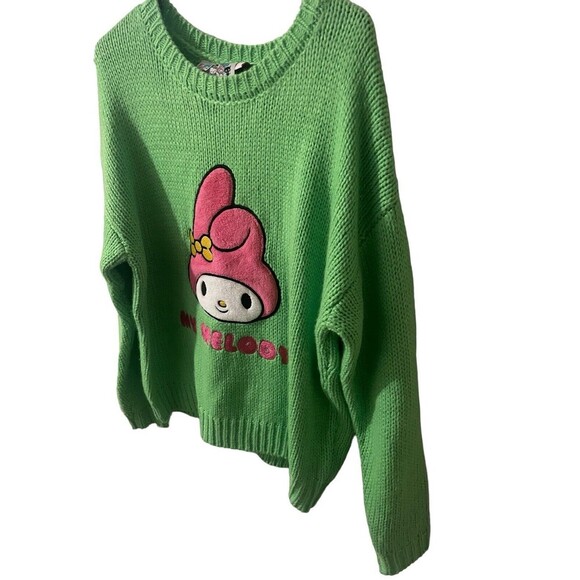 Hello Kitty Sweater Womens Green Pink Forever 21 My Melody Pullover Knit Small - Picture 10 of 16
